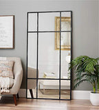 Direkte Import Miroir sur Pied en métal Noir/Argent - Miroir Long rectangulaire [220 x 110 x 3cm] | Design Danois | Miroir de Chambre sur Pied | Vertical et Horizontal