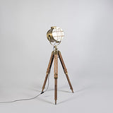 QAZQA Design/Industriel/Moderne Lampadaire/Lampe de sol/Lampe sur Pied/Luminaire/Lumiere/Éclairage Tripod Nautica bois et or verre/Métal Doré,Marron Rond/Autres/intérieur