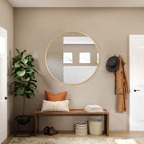 ZENIDA Miroir rond - 50 x 50 cm - Avec cadre en métal doré de qualité supérieure - Design moderne - Grand miroir pour couloir, salle de bain, salon et plus encore