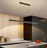 Suspension Luminaire LED moderne, luminaire suspension Noir Design Linéaire Dimmable avec télécommande, luminaire suspendu Réglable 32W pour Salle à Manger Salon Îlot de Cuisine Bureau, 80cm