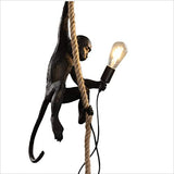 Lampe de singe de style industriel Vintage, lustre de résine créative de personnalité, lustre de singe de corde de, E27 (Color : Black)