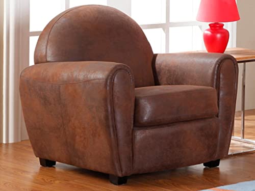 Vente-unique Fauteuil Microfibre Aspect Cuir Vieilli Club Victory II Vente-unique Fauteuil Microfibre Aspect Cuir Vieilli Club Victory II