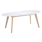 Miliboo Table scandinave Extensible Ovale Blanche et Bois Clair L150-200 cm Leena