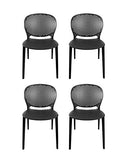 Meubletmoi Lot de 4 chaises Noires empilables - Design Moderne - Robustes et légères – BILY Noir