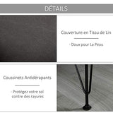 HOMCOM Banc Banquette Design Contemporain Pieds Eiffel en épingles métal Noir revêtement Lin Gris