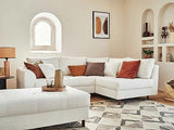 Lisa Design - Rune - canapé d'angle Droit - 4 Places - avec Pouf d'appoint - en Tissu Bouclette - Blanc