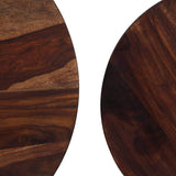 Tidyard Table Basse Gigognes 2 pcs | Table Basse Industrielle | Table Ronde en Bois de Sesham Massif 60 x 35 cm