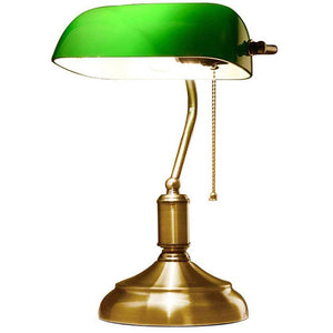 Lampe de Banquier - Verre Opaline - 38 CM - Chaînette