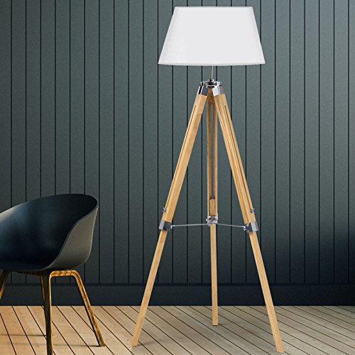 Lampadaire noir en bois avec abat-jour en lin Mexlite Triek Lampadaire noir en bois avec abat-jour en lin Mexlite Triek