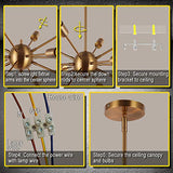 ENCOFT Sputnik Lustre Moderne 8 Lumières E27 Base, Suspension Satellite Luminaire en Métal Lampe pour Chambre Cuisine Restaurant, Or Sans Ampoules