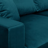 Canapé d'angle Droit Convertible 5 Places en Velours Bleu Canard avec Coffre de Rangement - Robin