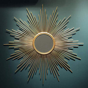 WUSTEGCCF Miroir De Beauté De Bureau éClairé,Miroir DéCoratif De Style Soleil Doré Et Argenté, Miroir Suspendu Au Point De VéRanda, DiamèTre Environ 80 Cm,Gold