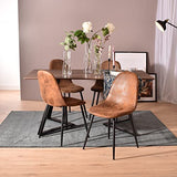 MEUBLE COSY Lot de 4 chaises de salle à manger Scandinave Fauteuil Salon Salon Pied Métal Noir Rétro Vintage en Suède Marron, 42,5x54,5x86cm