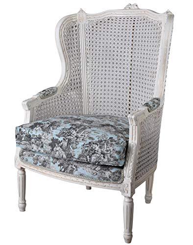 Palazzo Cat0678b62 Fauteuil baroque en toile de jouy Blanc