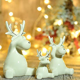 Valery Madelyn 3pcs Ensemble de décoration de Renne de Noël, Ornements en céramique de Figurines de Wapiti, décoration de Table (Hiver étincelant)