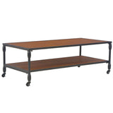 Tidyard Table Basse avec 1 Etagère en Bois de Sapin Style Industriel Marron 120x60x40 cm