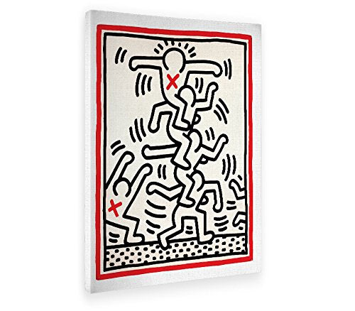 Giallobus - Cadre - Impression sur Toile Canvas - Keith Haring - Untitled - Pop Art - 100 x 140 CM
