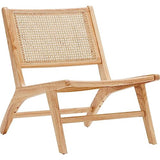 HOMIFAB Fauteuil Lounge en Bois Massif et cannage - Zuma