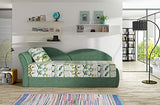 E-MEUBLES Canapé en lit Convertible avec Coffre de Rangement 3 Places Relax Droit - en Tissu - Salon & séjour ARGEA (Menthe+Fleurs (Garden 39+Soro 34), Canapé Gauche)