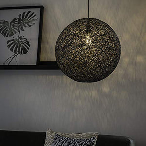 QAZQA Design Lampe Suspension/Lustre/Luminaire/Lumiere/Éclairage grise - Corda 45 Bois/Acier Gris Rond/Globe E27 Max. 1 x 60 Watt/intérieur/Salon/Cuisine