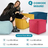 DESHOME - Pouf repose-pieds d'extérieur et intérieur tissu hydrofuge, déhoussable avec rembourrage 60 x 60 x 50 cm : Pouf pour canapé de séjour chambre à coucher, Pouf rayé