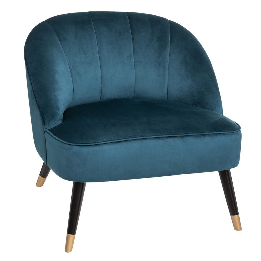 Fauteuil Naova Bleu Canard en Velours - Atmosphera créateur d Fauteuil Naova Bleu Canard en Velours - Atmosphera créateur d'intérieur