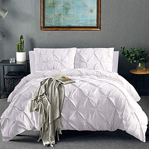 Sedefen Blanc Housse de Couette 220x240cm Pintuck avec Fermeture Éclair - Ado Fille Adulte Parure de Lit 2 Personnes en Microfibre + 2 taie d Sedefen Blanc Housse de Couette 220x240cm Pintuck avec Fermeture Éclair - Ado Fille Adulte Parure de Lit 2 Personnes en Microfibre + 2 taie d'oreiller 65x65cm