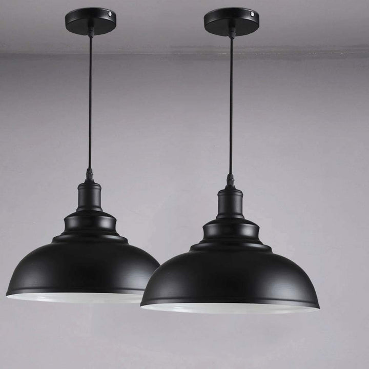 2 pack Suspension Vintage Lustre Abat-jour Noir, Industriel Luminaire en Métal 29cm E27 éclairage Lampe de Plafond 2 pack Suspension Vintage Lustre Abat-jour Noir, Industriel Luminaire en Métal 29cm E27 éclairage Lampe de Plafond