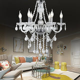 SAILUN 6 lustre en cristal lustre pampilles moderne vintage plafonnier lampe pendentif E14 suspension pour le salon, salle à manger, chambre à coucher (6-lustre)
