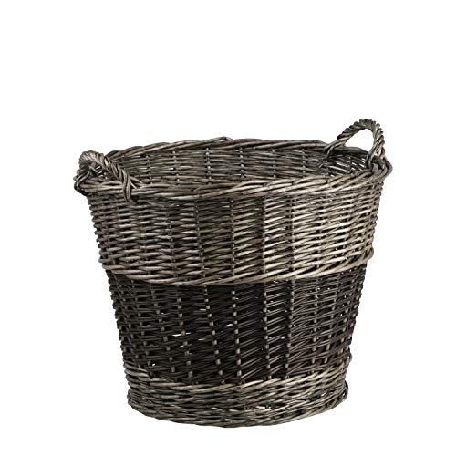 Panier en Osier Ronde Multicolore (Gris et Noir)
