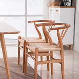 EME Chaise de salle à manger en bois Style nordique et bois de hêtre Finition naturelle et assise en corde tressée