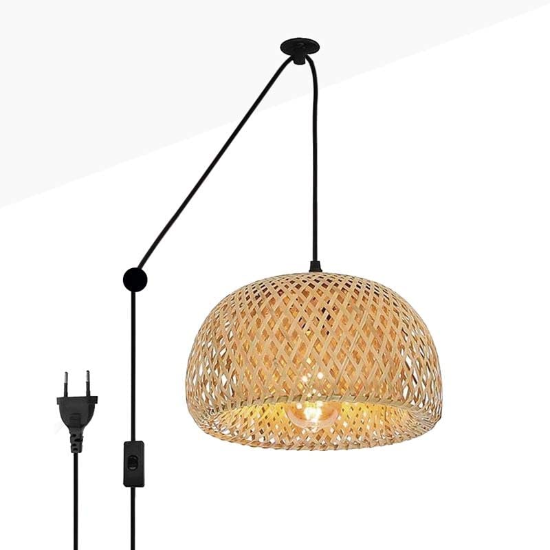 B·LED BARCELONA LED BarcelonaLED Plafonnier Suspension Osier Bambou Rotin avec Cordon Prise Interrupteur Mural Vintage Poulie pour Cuisine Salon B·LED BARCELONA LED BarcelonaLED Plafonnier Suspension Osier Bambou Rotin avec Cordon Prise Interrupteur Mural Vintage Poulie pour Cuisine Salon