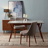 Teamson Home Table à Manger rectangulaire Faux marbre Blanc Pieds Noyer Ashton VNF-00079W