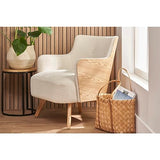 Miliboo Fauteuil scandinave en Tissu Effet Laine bouclée Blanc cassé et Bois Clair VALMY