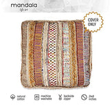 Mandala Life ART Coussin de Sol Bohème - Mélange Pure Laine et Coton - Remplissage Non Inclus - 60x20cm - Pouf Pouf Patchwork Fait Main Pouf Pouf
