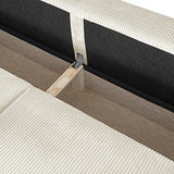 HOMIFAB Canapé d'angle Droit Convertible 5 Places en Velours côtelé Beige avec Coffre de Rangement - Collection Robin