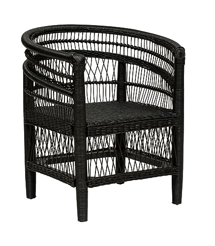 Fauteuil Malevio en Acajou & rotin H82cm Noir - Atmosphera créateur d Fauteuil Malevio en Acajou & rotin H82cm Noir - Atmosphera créateur d'intérieur