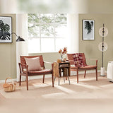 Chaise longue scandinave en cuir tissé cognac - Style bohème - Pour salon, chambre à coucher, balcon, véranda - En cuir synthétique marron