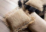 Coussin carré en Raphia - Noir Naturel - L