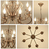 Ganeed lustres, 8 lumières bronze français pays pendentif lustre, luminaire suspendu en métal Vintage rustique luminaire suspendu réglable, salon lumière, lustre de cuisine