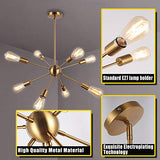 ENCOFT Sputnik Lustre Moderne 8 Lumières E27 Base, Suspension Satellite Luminaire en Métal Lampe pour Chambre Cuisine Restaurant, Or Sans Ampoules