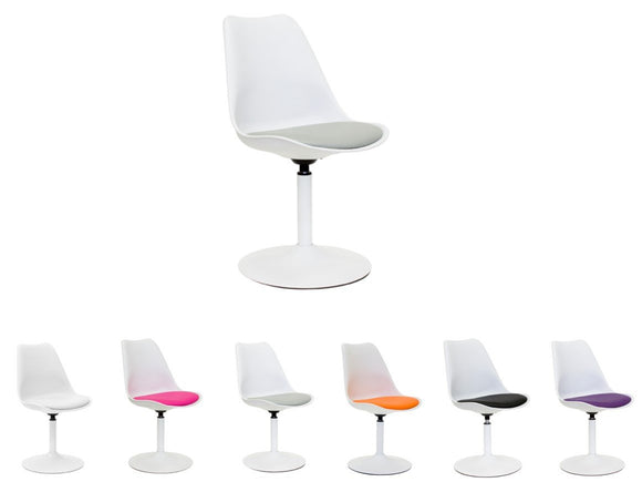 Tenzo 3303-412 VIVA Designer Chaise pivotante Blanc/Gris 49 x 53 x 83 cm