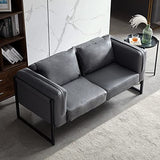 CLIPOP Fauteuil 2 places de style industriel en similicuir gris avec cadre en métal et coussins, petit canapé rembourré pour salon, salle à manger, chambre à coucher, bureau