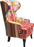 Kare design – Chaise Patchwork Aile, Tissu, Rouge/Multicolore
