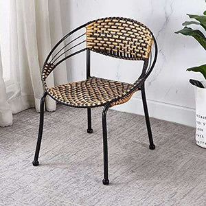 2pcs Patio Rattan Dining Chairs, Wicker Cane Side Outdoor Chair, Outdoor Garden Casual Office Chairs, Garden Terrace Yard Armchairs (Color : Bi-Color, Size : 50 * 52cm)