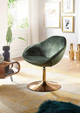 FineBuy Chaise Longue Vert Velours 70 x 79 x 70 cm Fauteuil Club Tournante Salon | Fauteuil pivotant avec accoudoirs | Fauteuil de Bar Rembourrée