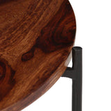 Tidyard Table Basse Gigognes 2 pcs | Table Basse Industrielle | Table Ronde en Bois de Sesham Massif 60 x 35 cm