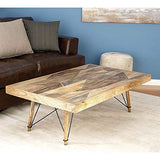Deco 79 47"/16" Wood And Metal Coffee Table, 47" x 16", Brown/Black