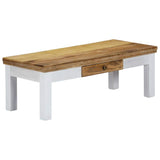 Tidyard Table Basse avec 1 Tiroir | Table Basse Rétro en Bois de Manguier Massif 110x50x40 cm