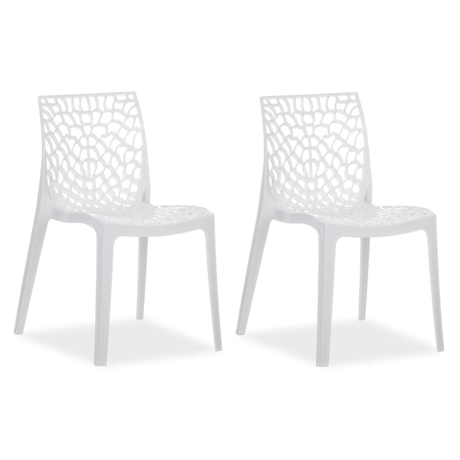 Homestyle4u 2465 Lot de 2 chaises de jardin empilables en plastique Blanc Résistant aux intempéries